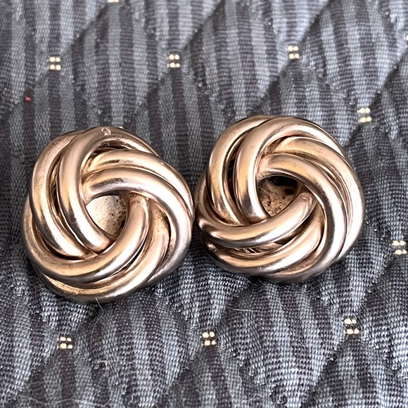 Givenchy Vintage Signed Double Love Knot Silver Clip On Earrings - Picture 2 of 6